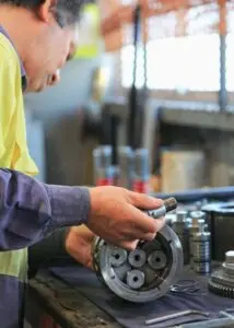 Parts on a workbench